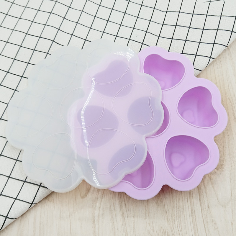 Molde de cubo de gelo de silicone personalizado em formato de mini coração com tampas