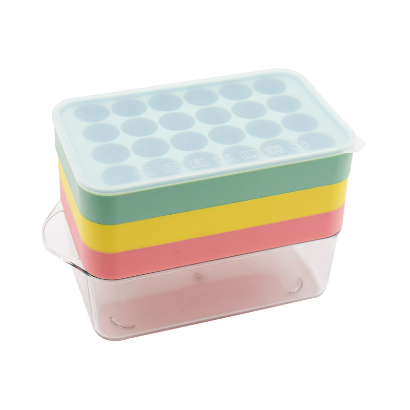 caixa de bandeja de cubos de gelo de silicone e tampa e recipiente