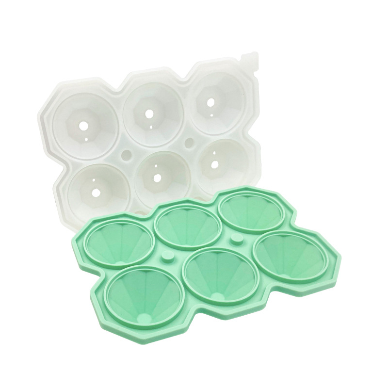 Molde de cubo de gelo livre de BPA em formato de diamante bandeja de cubo de gelo de silicone de liberação fácil com tampa