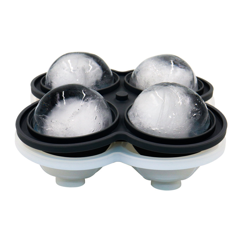 4 cavidades forma redonda de alta qualidade molde de gelo silicone bandeja cubo de gelo bola de gelo uísque