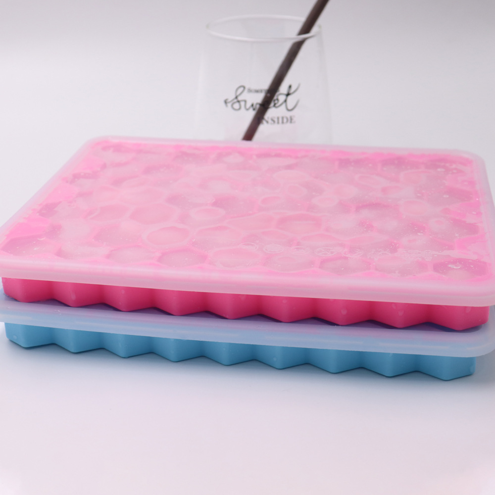 Molde de gelo de silicone para molde de gelo de silicone personalizado com tampa e bandeja de cubo de gelo