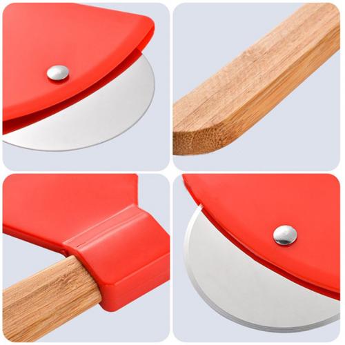 Facas de pizza de corte de lâmina de aço inoxidável personalizadas com cabo de madeira
